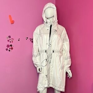 Free People Movement Right As Rain Jacket Adjustable Hood Waist White Combo M
